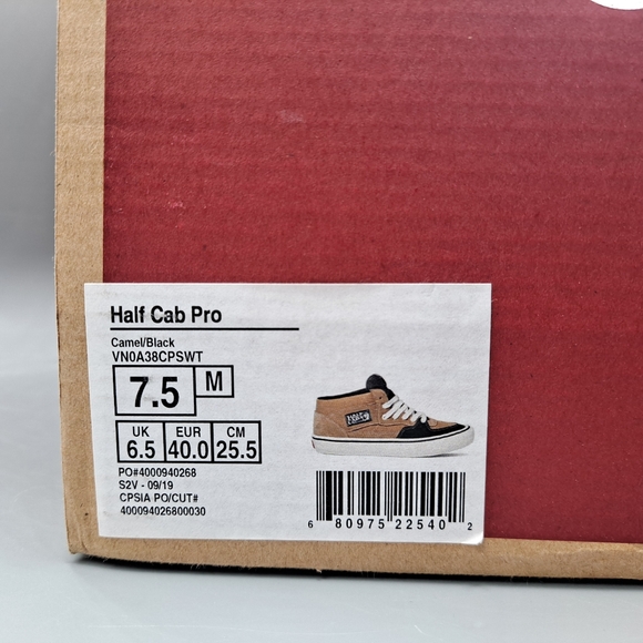 New Vans Half Cab Pro Camel Beige and Black Skateboarding Shoes Men's 7.5 - Picture 9 of 9